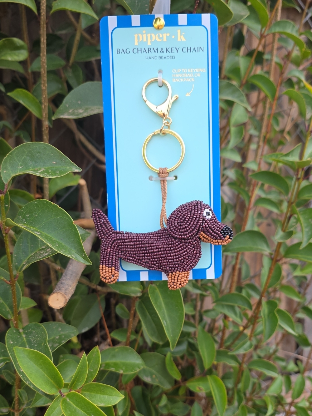 Piper K Beaded Dachshund Bag Charm Key Chain